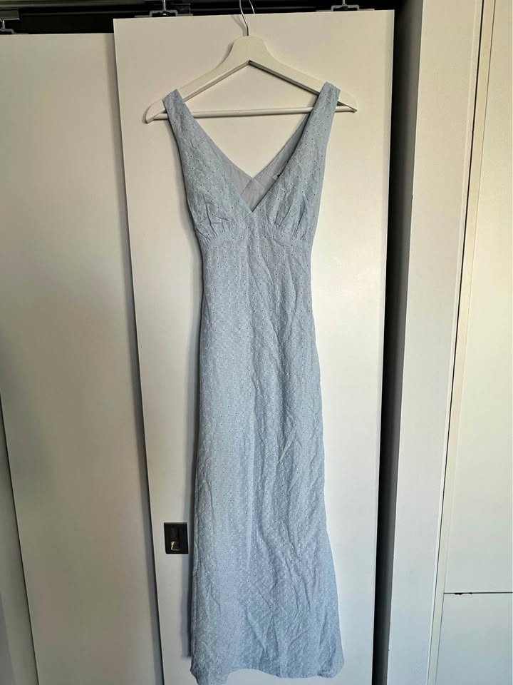 Princess Polly Nellie Anglaise Maxi Dress Blue US 4
