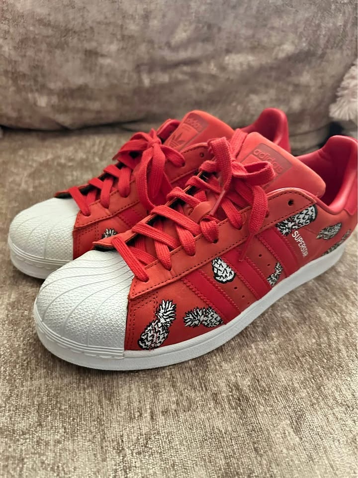 Adidas x Farm Superstar Red Suede Pineapple Print Limited Editio