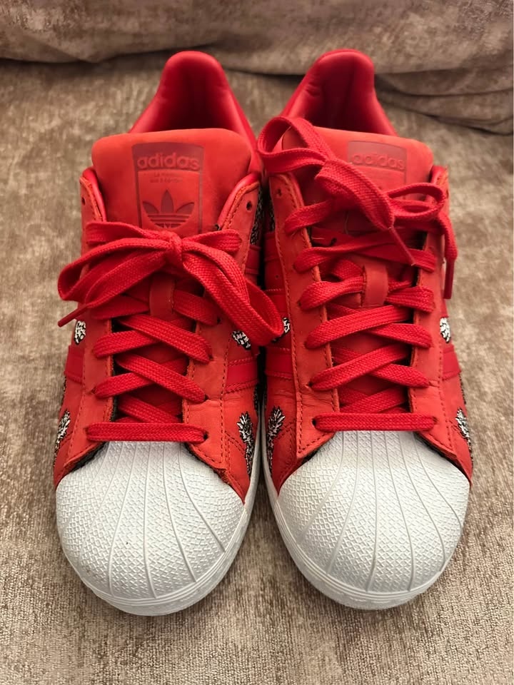 Adidas x Farm Superstar Red Suede Pineapple Print Limited Editio - photo 2