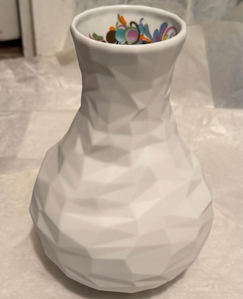 MENU White Porcelain Vase - Faceted, Hidden Floral Design - photo 2