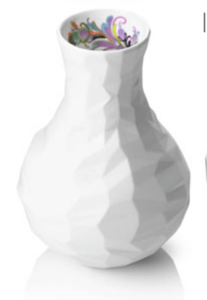 MENU White Porcelain Vase - Faceted, Hidden Floral Design - photo 3