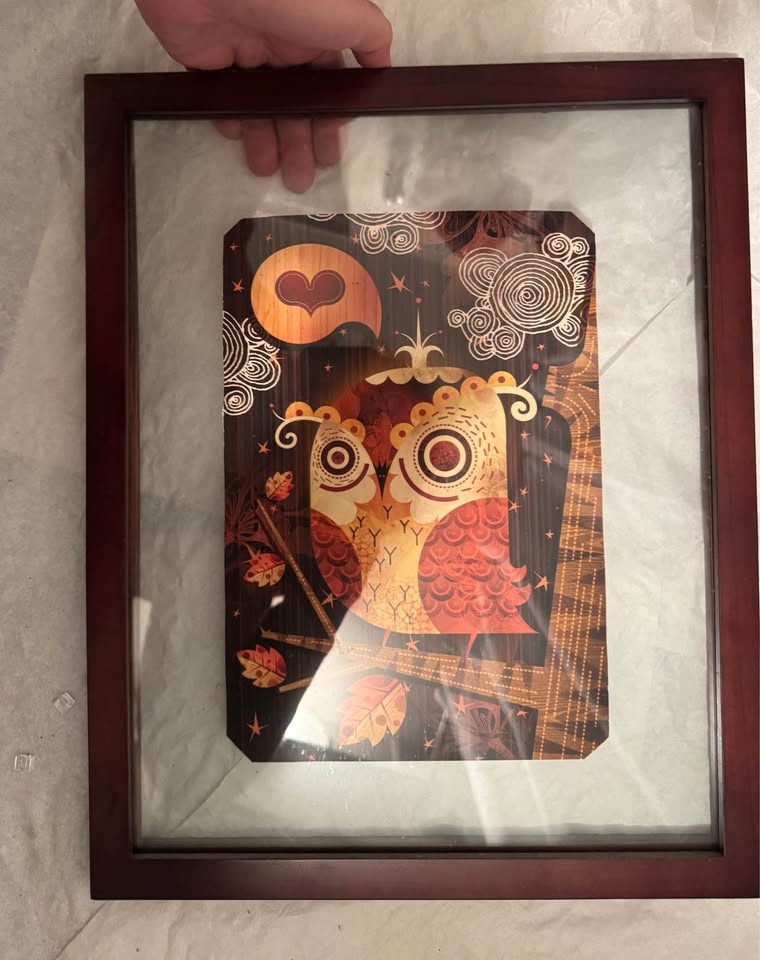 Owl Art print on see-through wood frame - photo 2
