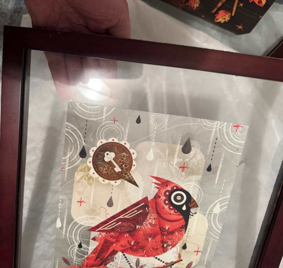 Bird art print in a see-through wood frame - photo 2