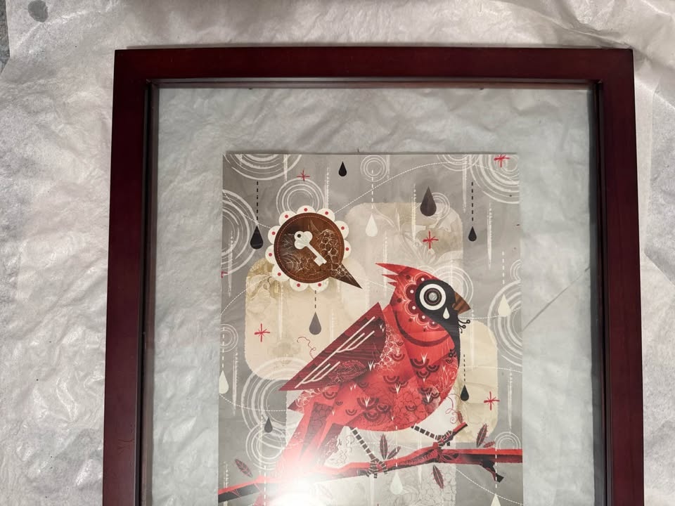 Bird art print in a see-through wood frame - photo 3