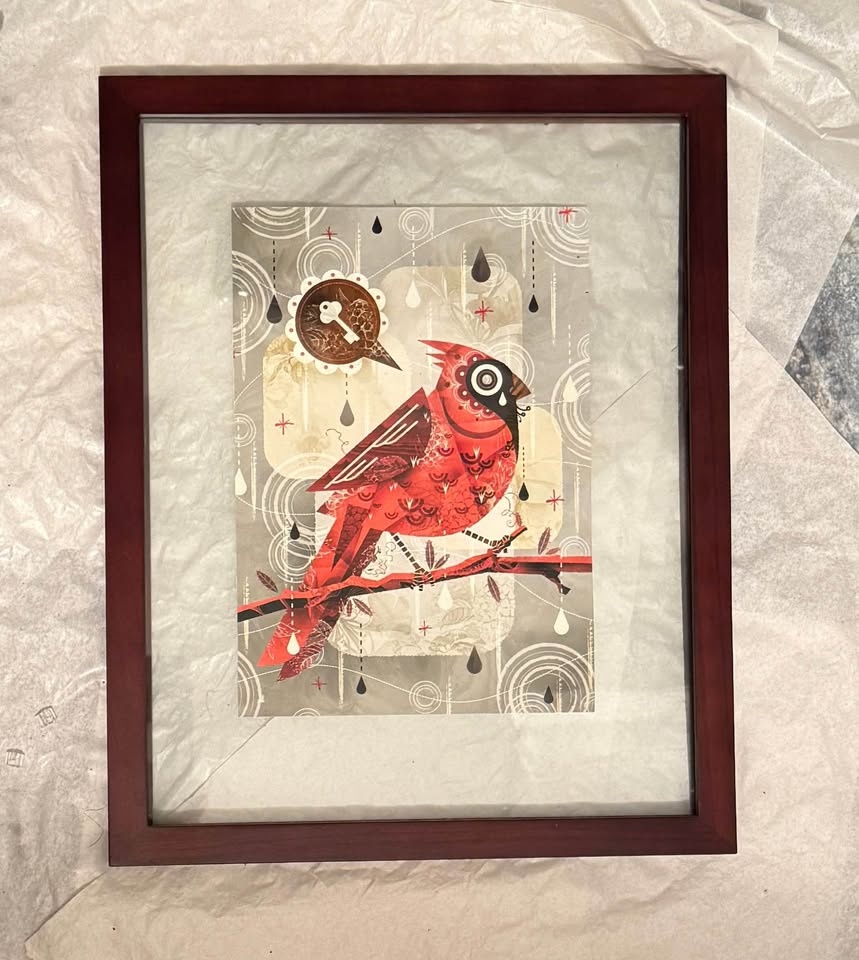 Bird art print in a see-through wood frame - photo 4