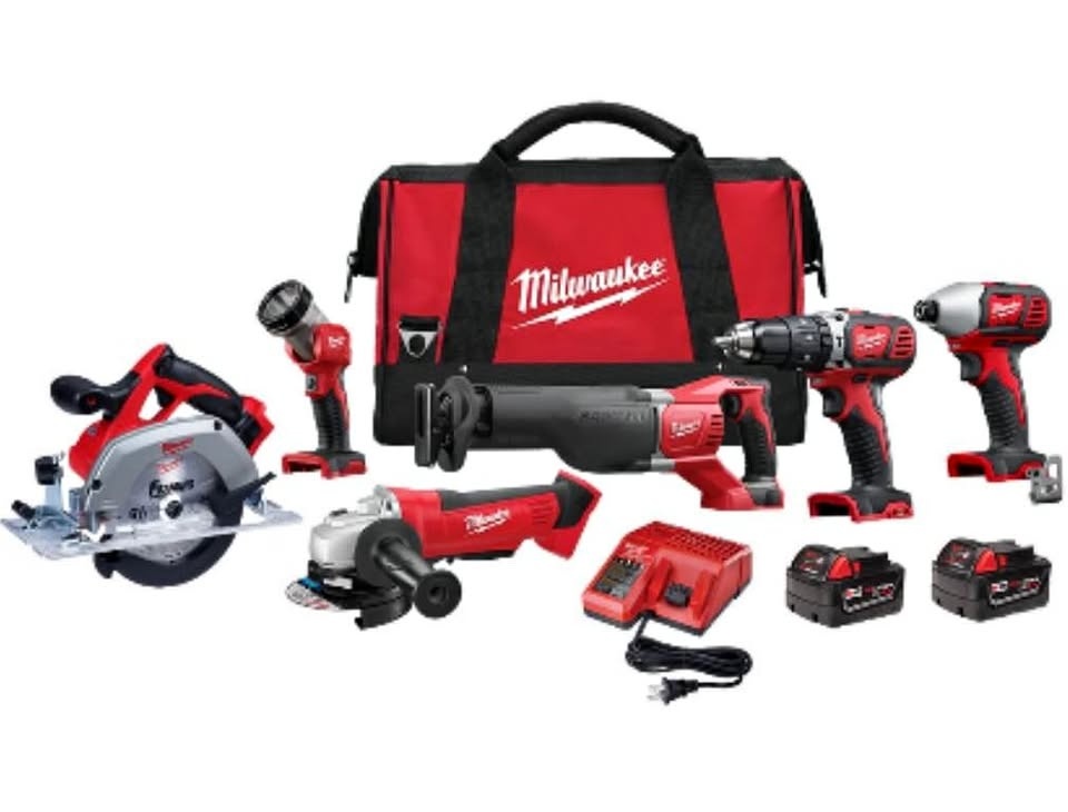 Milwaukee M18 6-Tool Combo Kit w/ 2 Batteries & Charger