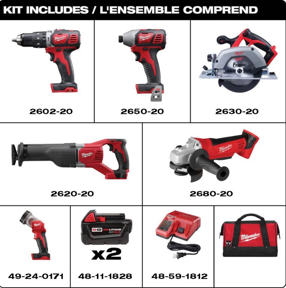 Milwaukee M18 6-Tool Combo Kit w/ 2 Batteries & Charger - photo 2