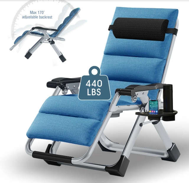 Halback Zero Gravity Folding Lounge Chair - Cobalt Blue