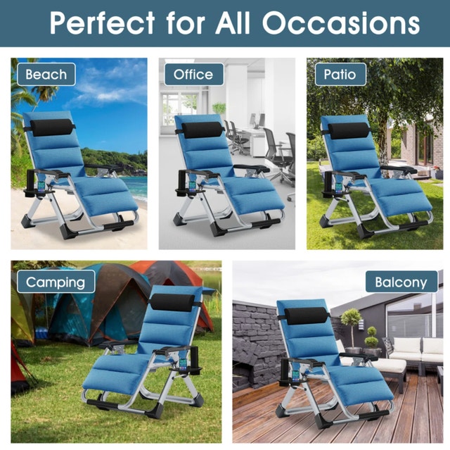 Halback Zero Gravity Folding Lounge Chair - Cobalt Blue - photo 2