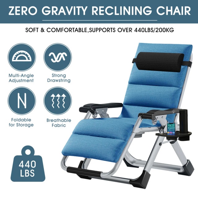 Halback Zero Gravity Folding Lounge Chair - Cobalt Blue - photo 4