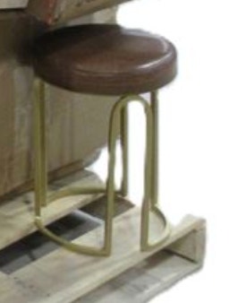 (READ DESCRIPT.) Pouf/Stool Saddle Leather Cushion on Gold Base - photo 4