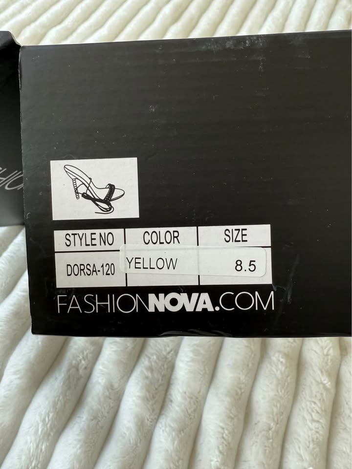 Fashion Nova Yellow Rhinestone Lace-Up Heels 8.5 - photo 3