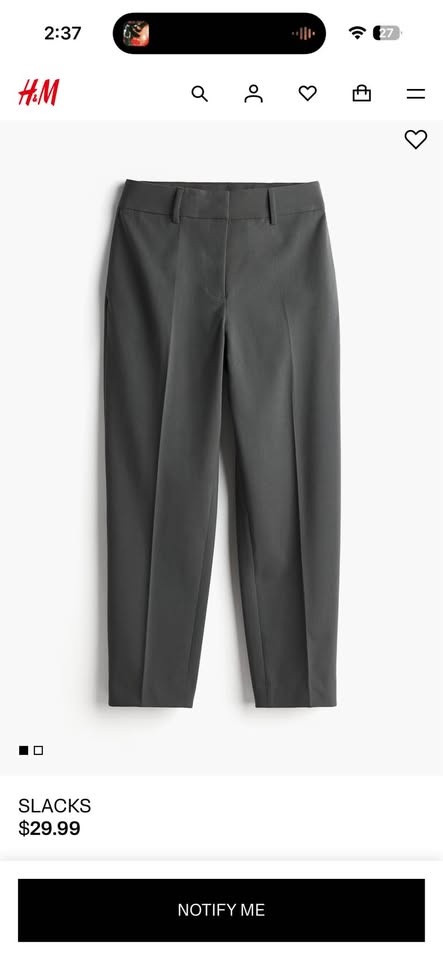 H&M gray slacks / cigarette trousers. Size 10 (EUR 42 / CA 10) - photo 3