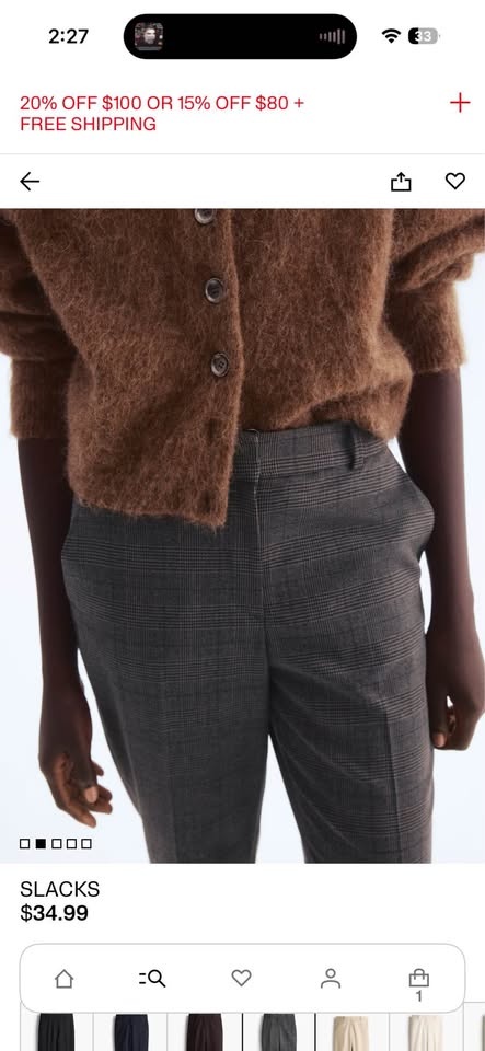 H&M Plaid Slacks / Cigarette Trousers – Size 10 - photo 2
