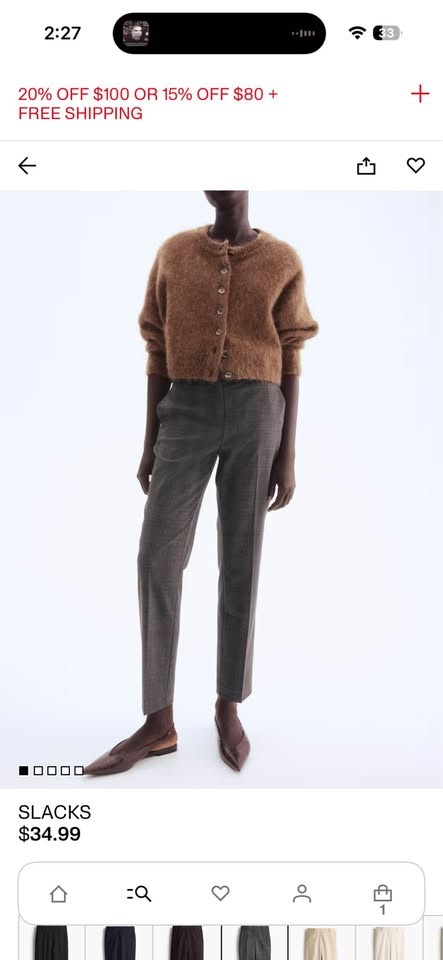 H&M Plaid Slacks / Cigarette Trousers – Size 10 - photo 3