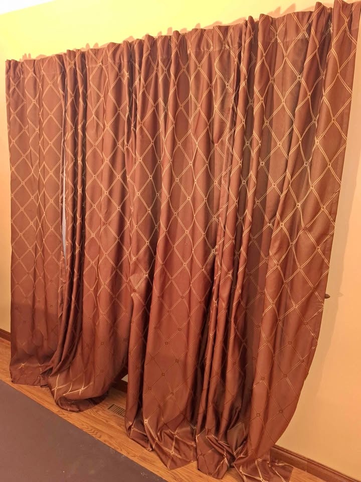 Curtains with bar and hooks