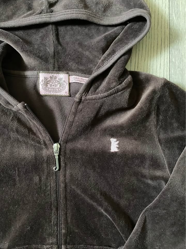 Y2K Juicy Couture Brown Velour Zip Up with Embroidery - photo 2