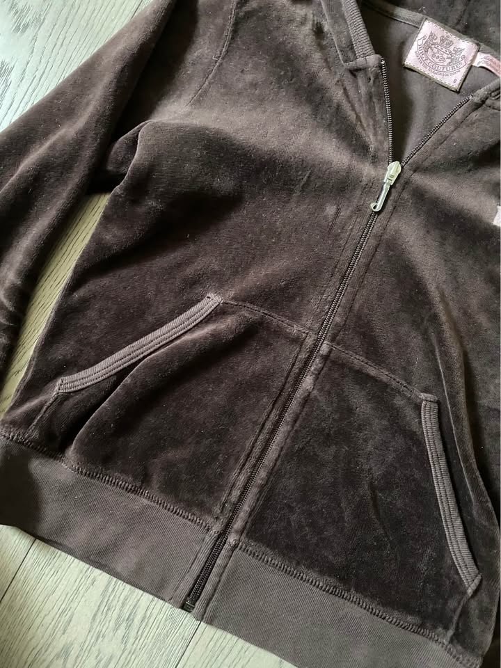 Y2K Juicy Couture Brown Velour Zip Up with Embroidery - photo 3