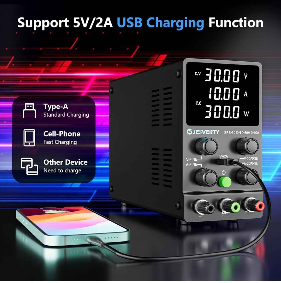 Adjustable DC Power Supply 0-30V 0-10A - photo 3