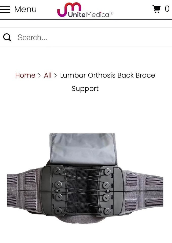 New Sealed Unite Medical Lumbar Orthosis Back Brace