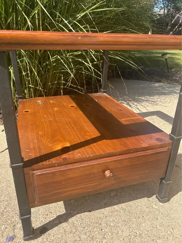 Wooden Table with Glass Plate image indicator(2)