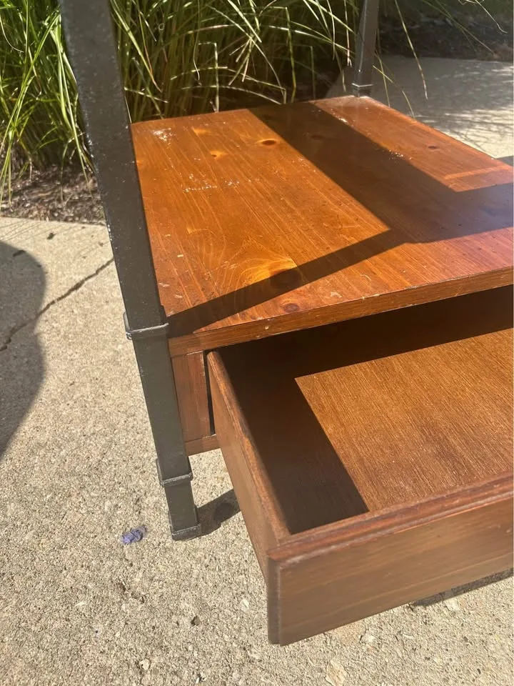 Wooden Table with Glass Plate image indicator(3)