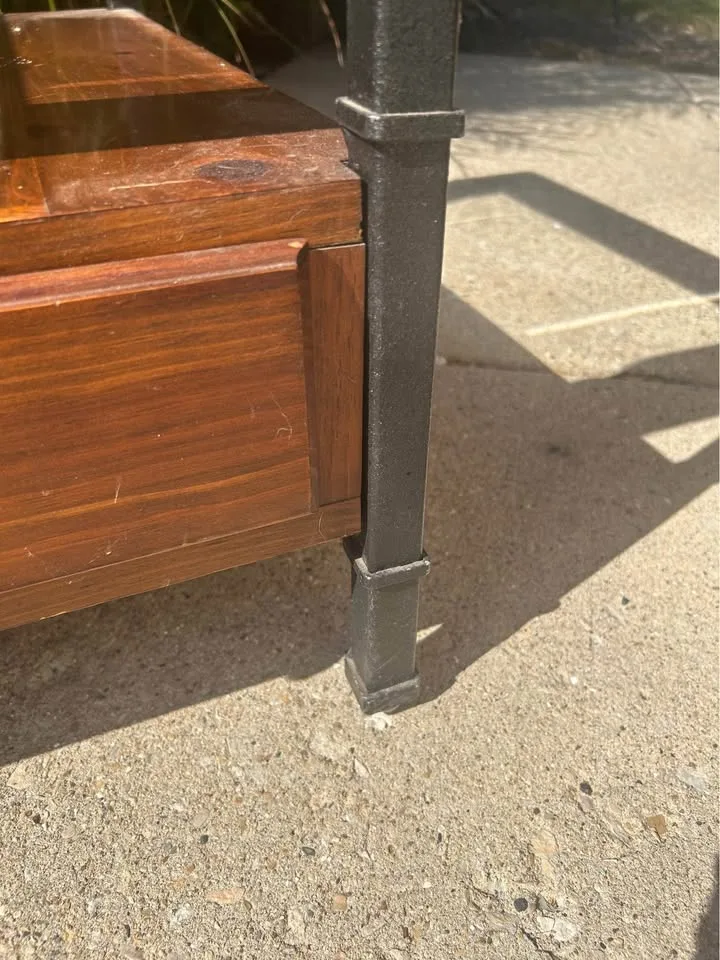 Wooden Table with Glass Plate image indicator(6)