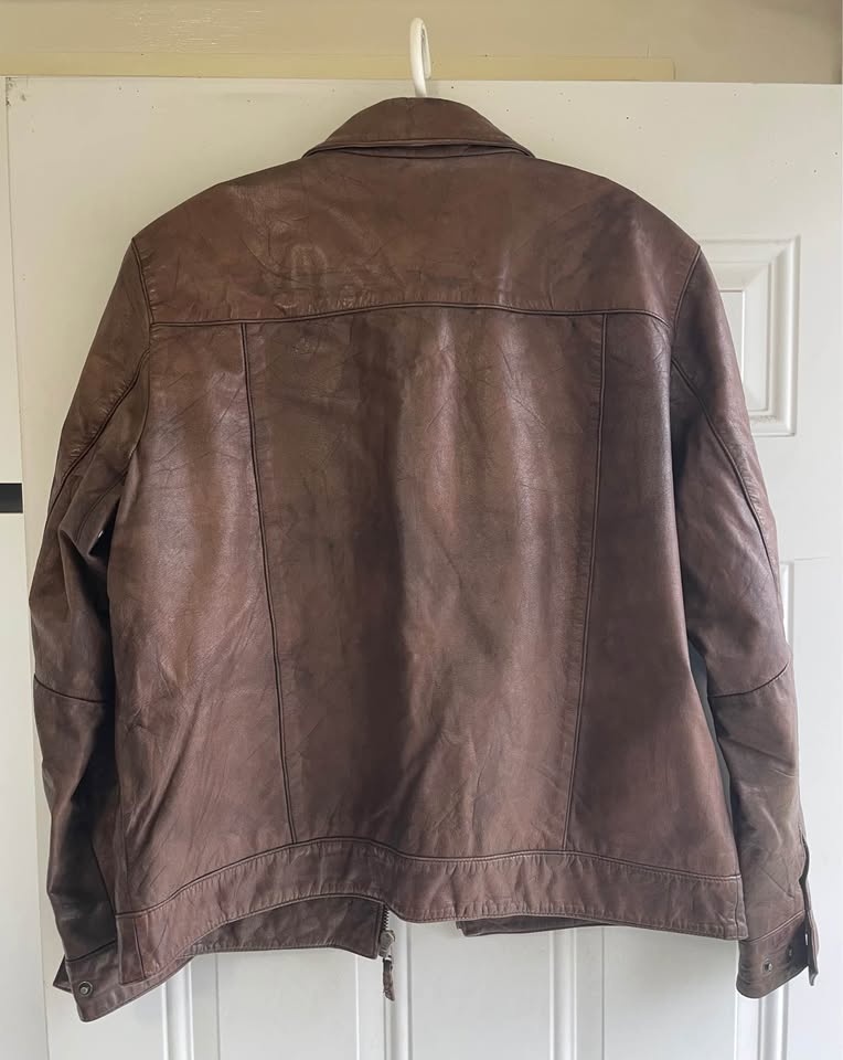Snap Shot Vintage Biker Leather Jacket size L - photo 2