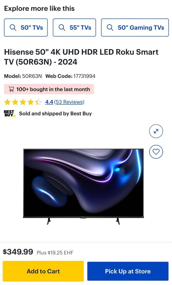 Moving Sale: Hisense 50" Roku Smart TV - photo 2
