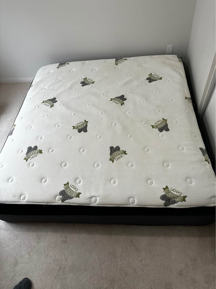 King Size Bed Frame with LED Lights & Mattress - photo 5