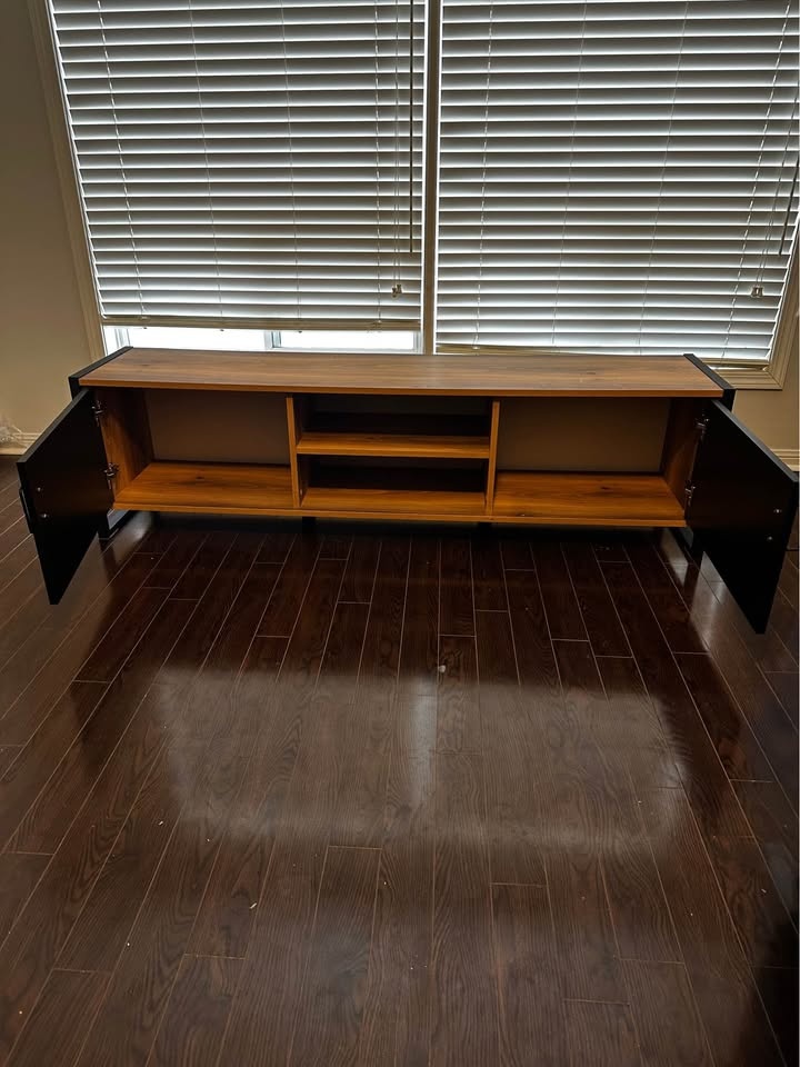 TV Stand for up to 75 inch TV - Black with Metal Handles - photo 3