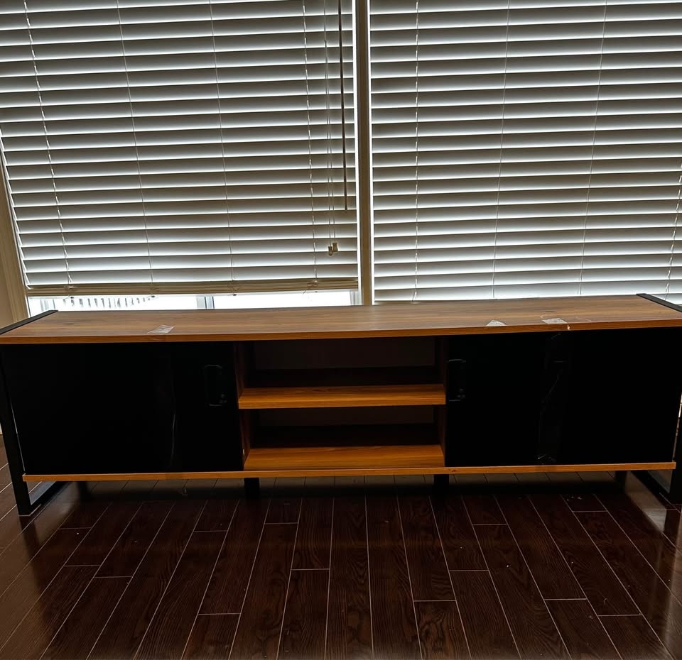 TV Stand for up to 75 inch TV - Black with Metal Handles - photo 4