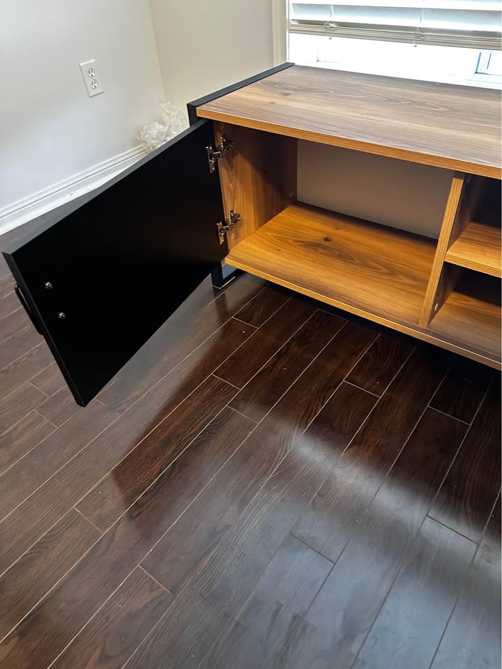 TV Stand for up to 75 inch TV - Black with Metal Handles - photo 5