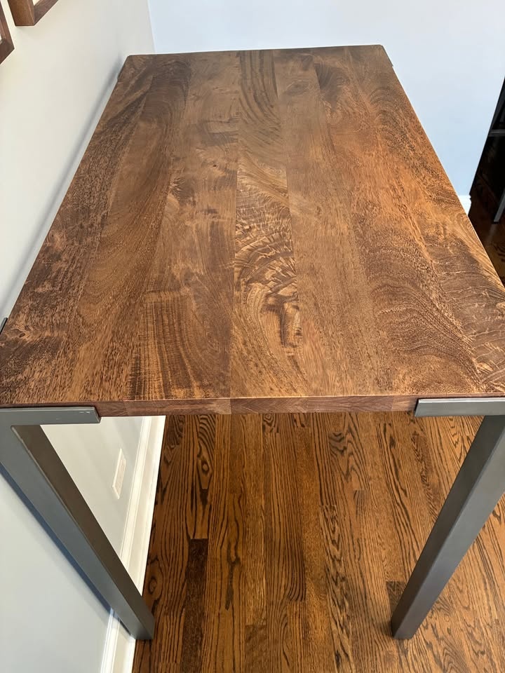 CB2 Stilt 42" High Dining Table – Solid Wood & Steel – Modern Ba - photo 5