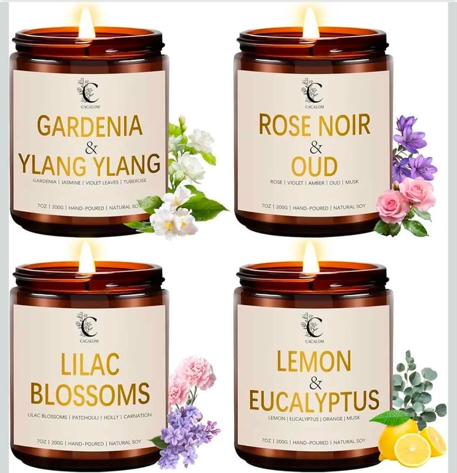 4-Pack Scented Soy Candle Gift Set - Floral Aromatherapy Candles - photo 4