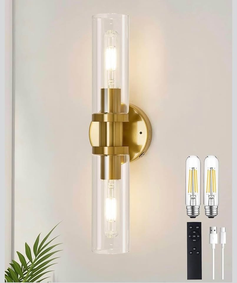 Rechargeable Wireless Wall Sconce w/ Remote & USB-C - photo 3