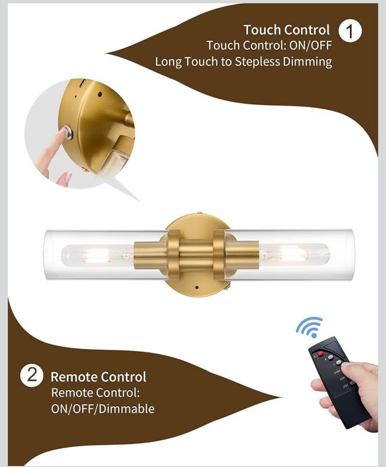 Rechargeable Wireless Wall Sconce w/ Remote & USB-C - photo 5