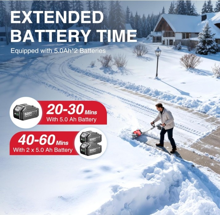 New 20V Cordless Electric Snow Shovel w/ 2 Batteries - photo 4