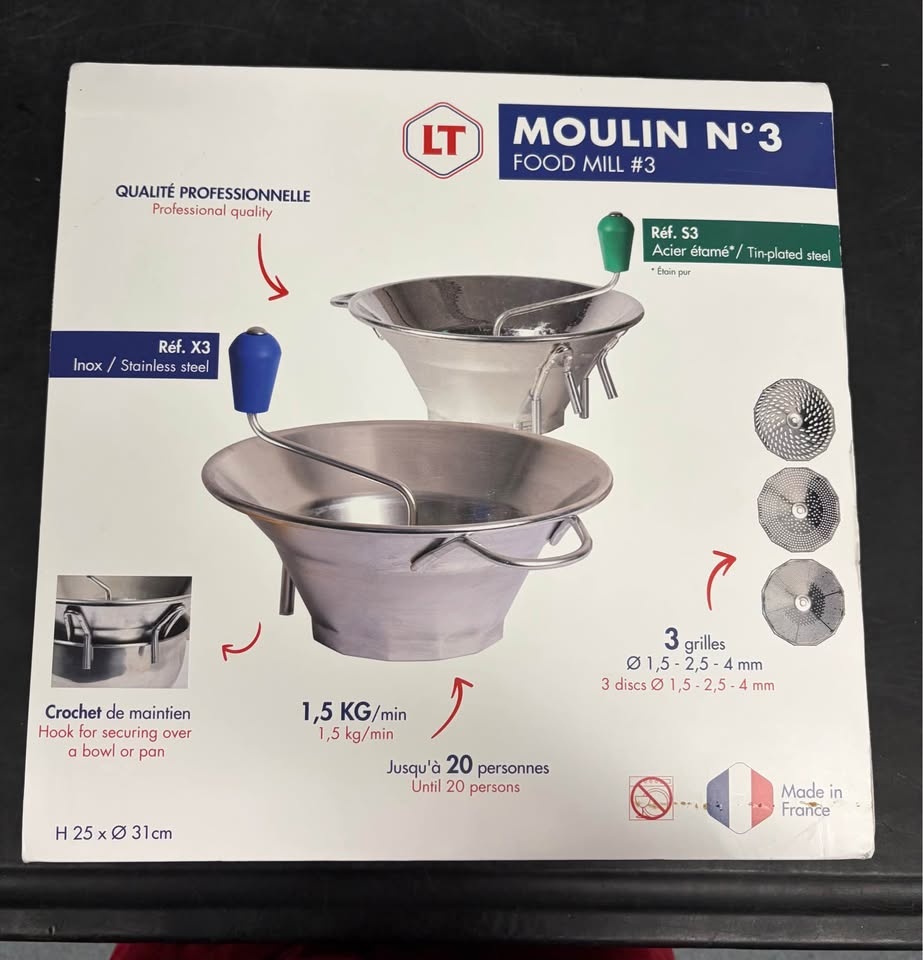 Louis Tellier Food Mill #3 Moulin N°3 Stainless Steel New - photo 2