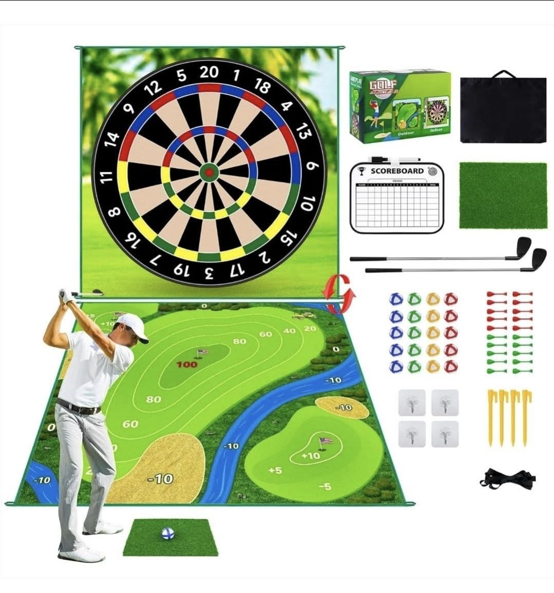 NEW 70"x70" Double Sided Golf Chipping Game Mat