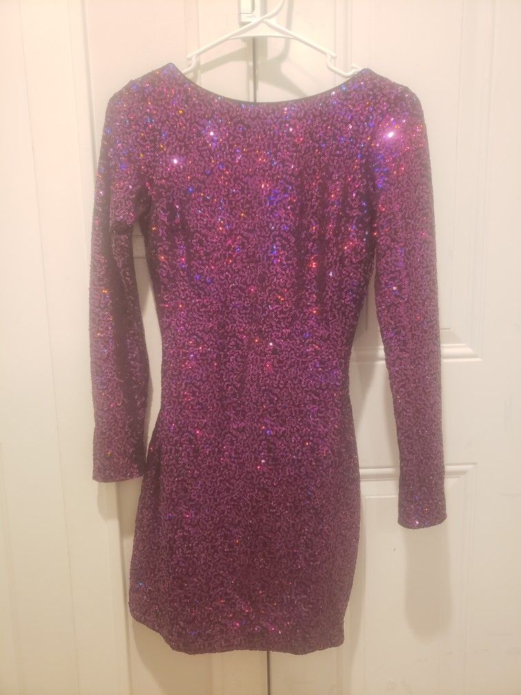 God Save LA Lola Purple Sequin Mini Dress - Size S