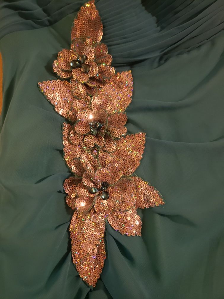 Beautiful Turquoise & Lime Green Special Event Dress - Size 4 - photo 4