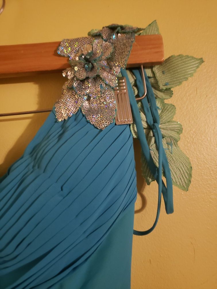 Beautiful Turquoise & Lime Green Special Event Dress - Size 4 - photo 5