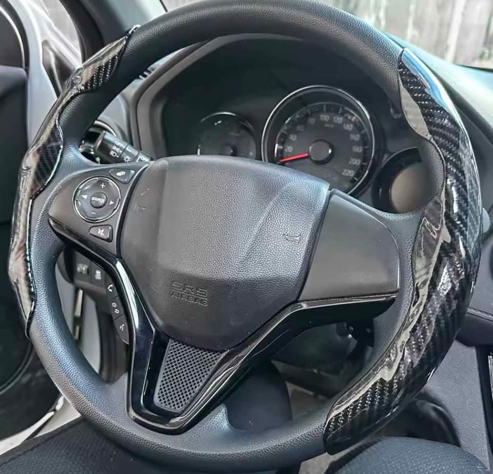 Universal Carbon Fiber Steering Wheel Cover - Red/Black - photo 4