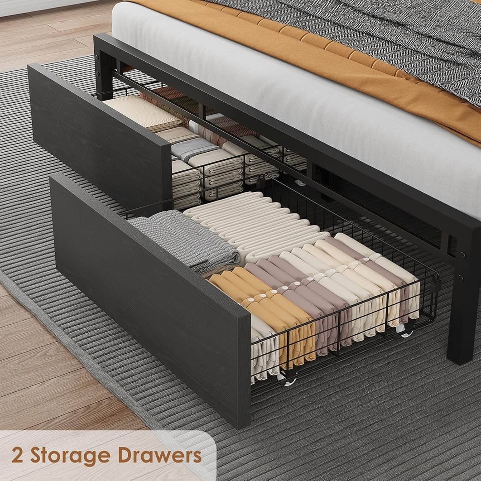 Full/Double Upholstered Bed Frame w/ Charging Station & Drawers - photo 4