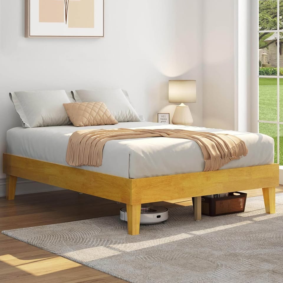 Full/Double Wooden Platform Bed with Wooden Slats - photo 3