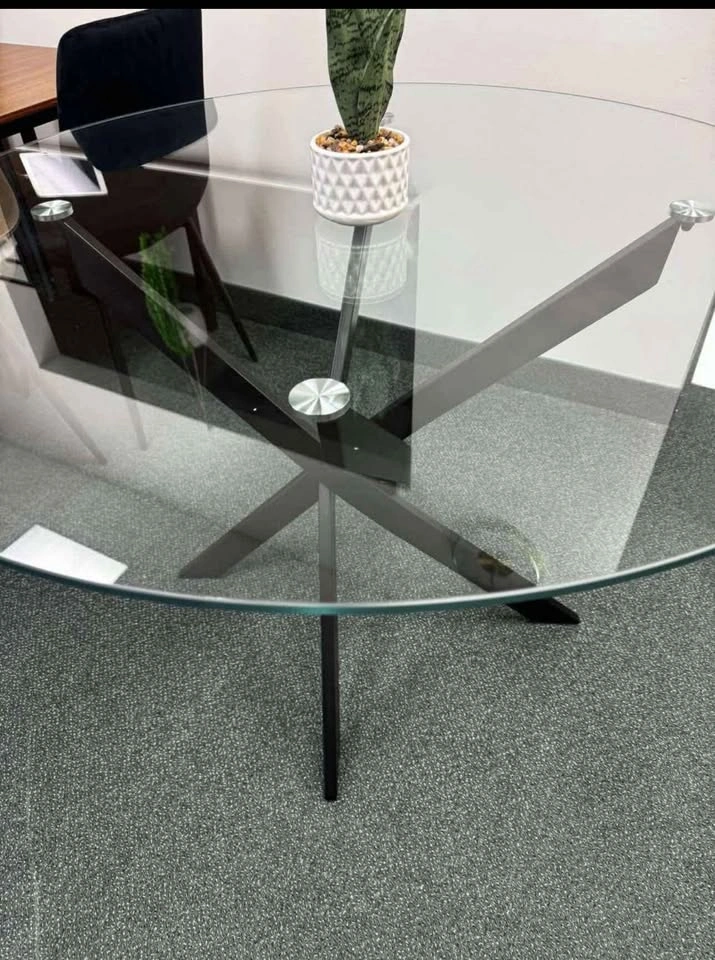 Glass Dining Table with Metal Legs - BRAND NEW - photo 2