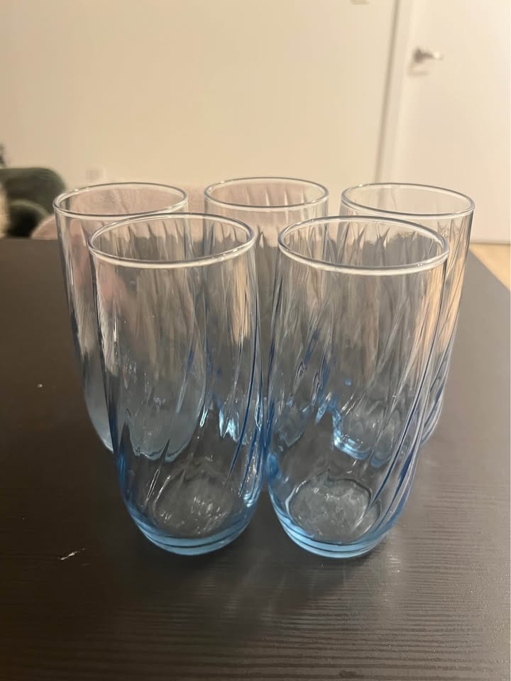 5 Blue Swirl Drinking Glasses - photo 2