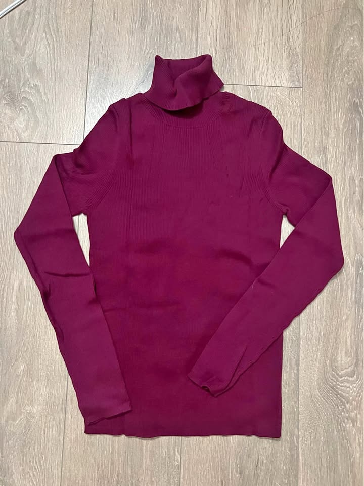 Burgundy Ribbed Turtleneck Sweater - S size - photo 2