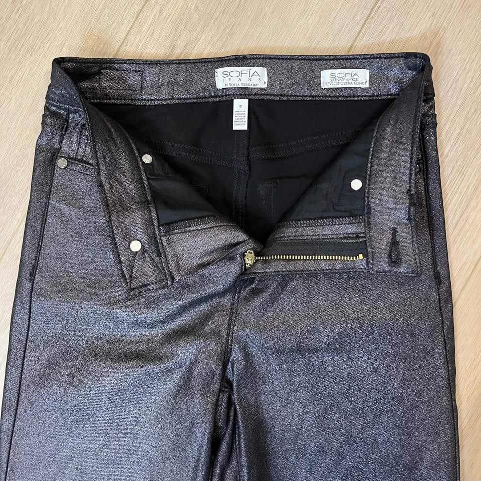 SOFIA VERGARA Metallic Black Skinny Pants - Size 4 - photo 4